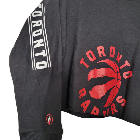 Toronto Raptors FISLL Canada Cropped Long Sleeve Black Sweatshirt Women's Sz M - Picture 4 of 8